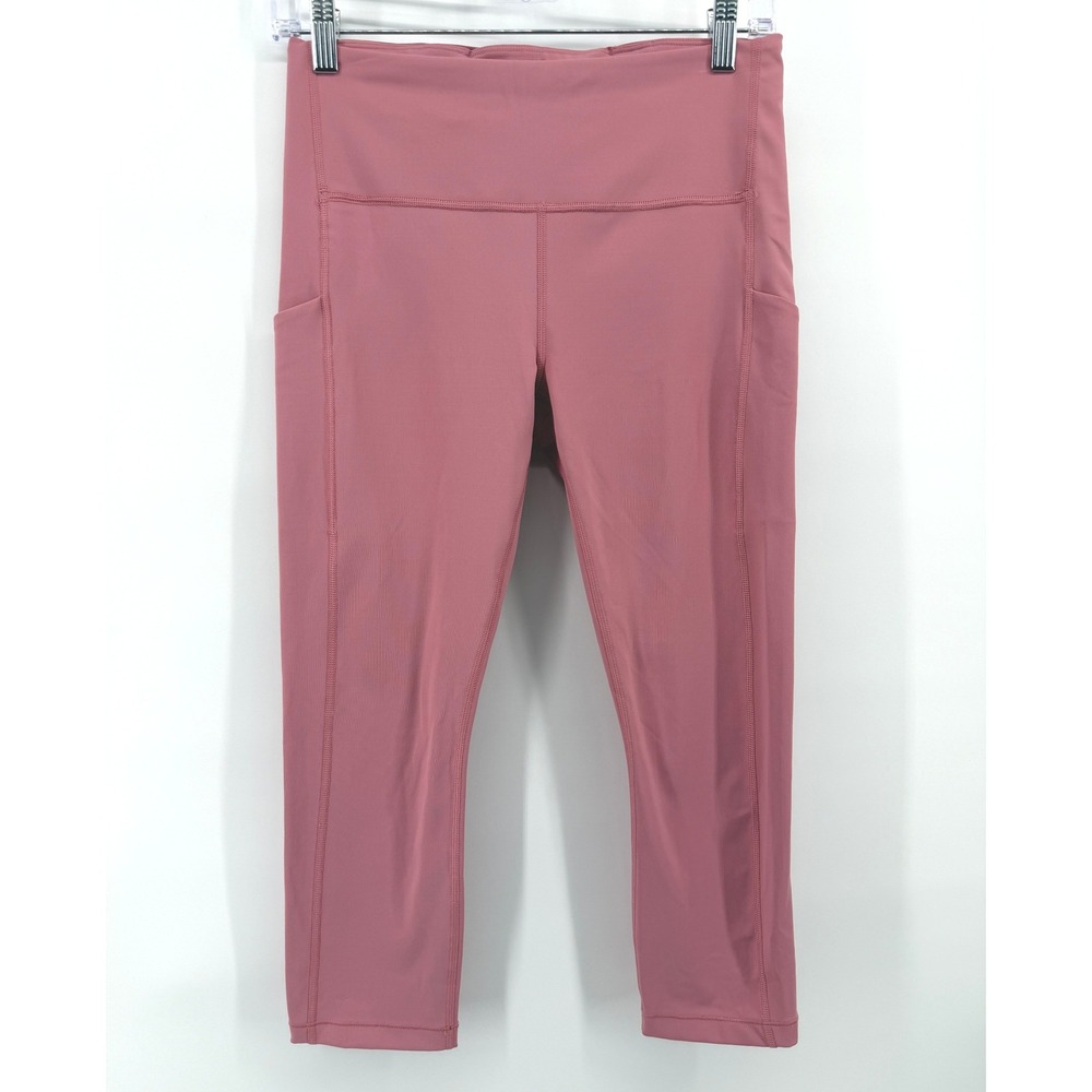 Athleta Ultimate Stash Pocket Capri Leggings Women M Pink Yoga Gym Training EUC